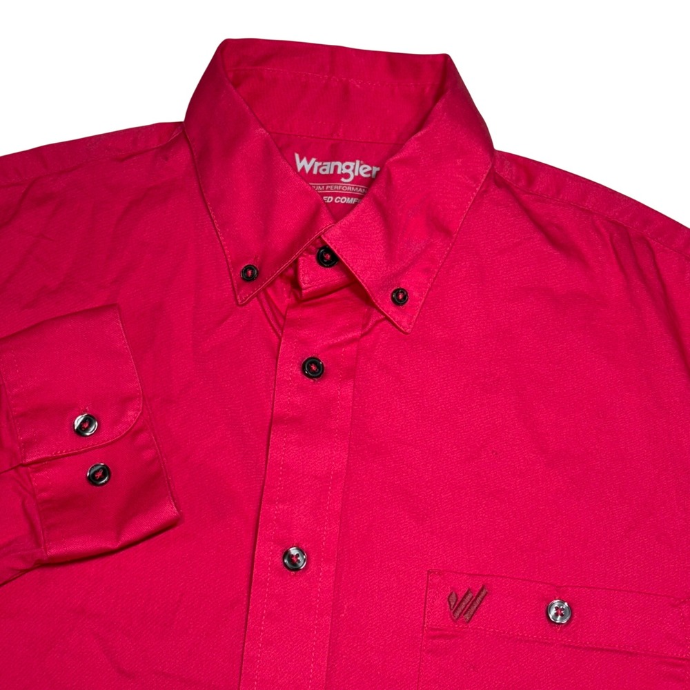 Wrangler Button Down Shirt Mens‎ Large Pink Performance Advanced Comfort MACS24K